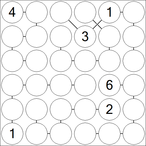 Chain Sudoku 6x6 - Hard