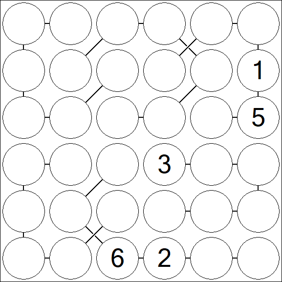 Chain Sudoku 6x6 - Hard
