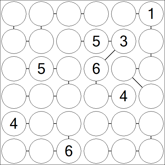 Chain Sudoku 6x6 - Hard