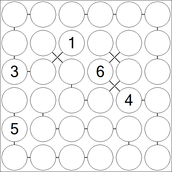 Chain Sudoku 6x6 - Hard
