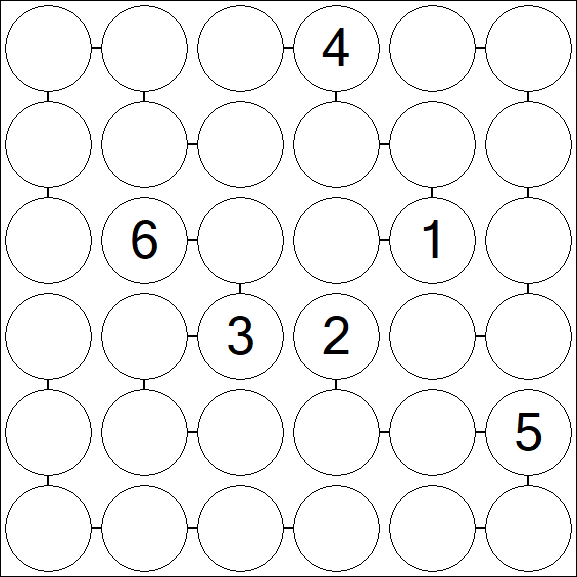 Chain Sudoku 6x6 - Hard
