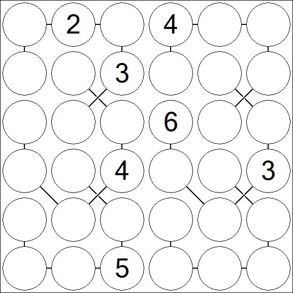 Chain Sudoku 6x6 - Hard