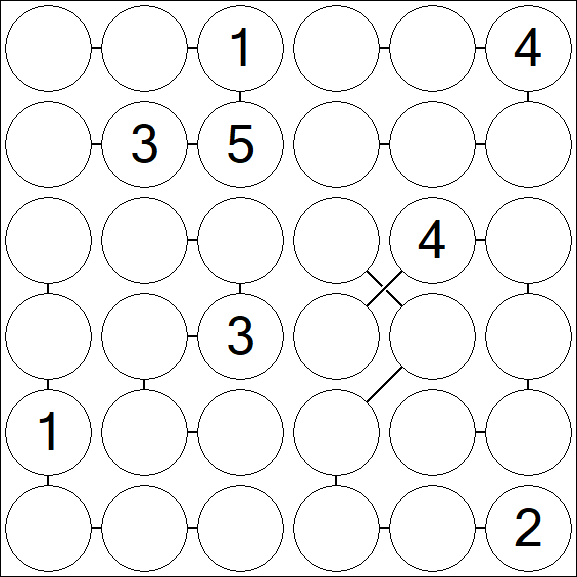 Chain Sudoku 6x6 - Hard
