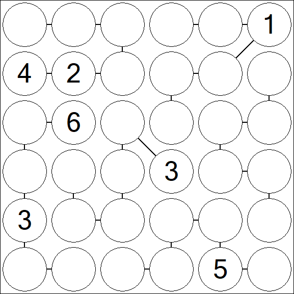 Chain Sudoku 6x6 - Hard