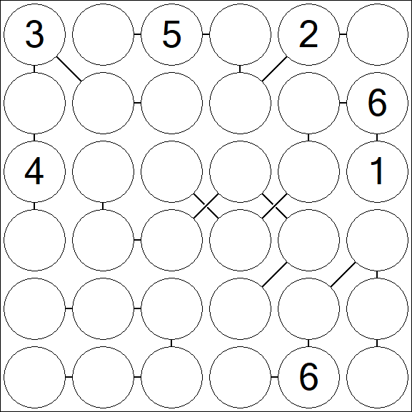 Chain Sudoku 6x6 - Hard