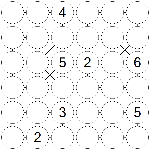 Chain Sudoku 6x6 - Hard