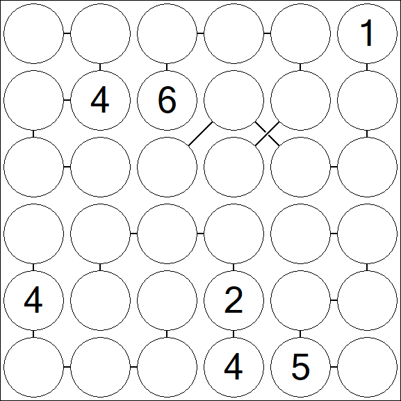 Chain Sudoku 6x6 - Hard