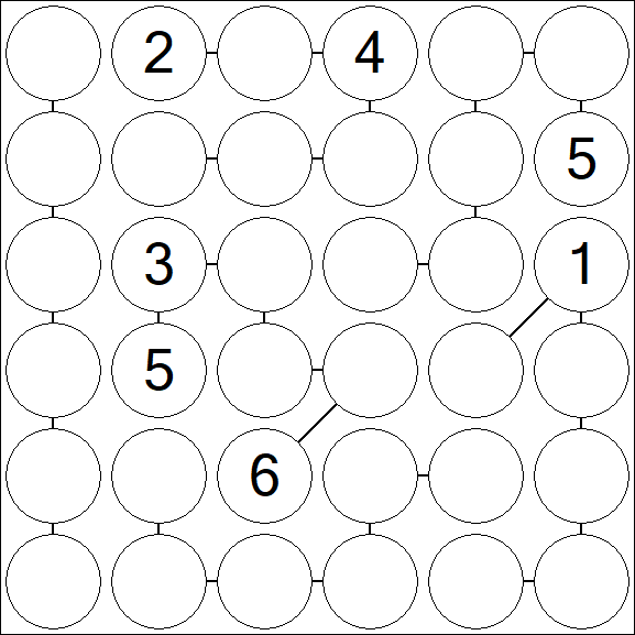 Chain Sudoku 6x6 - Hard