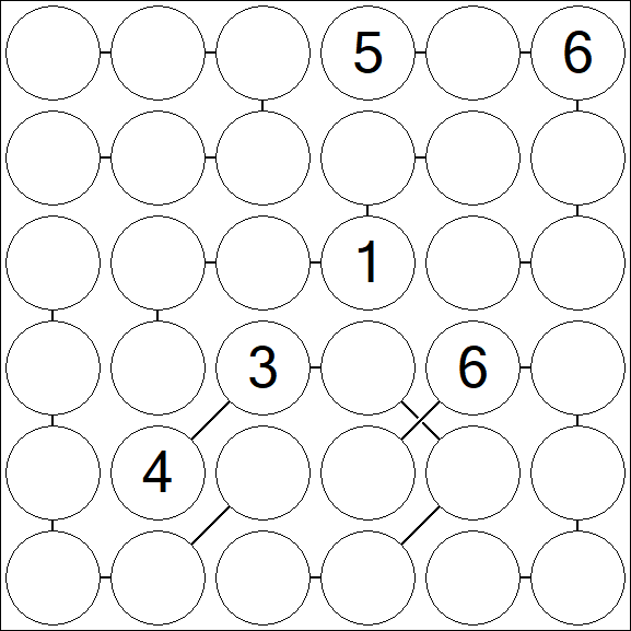 Chain Sudoku 6x6 - Hard