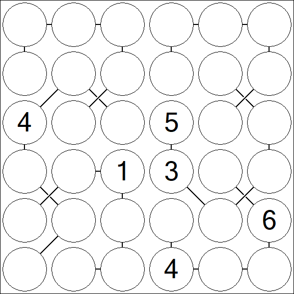 Chain Sudoku 6x6 - Hard
