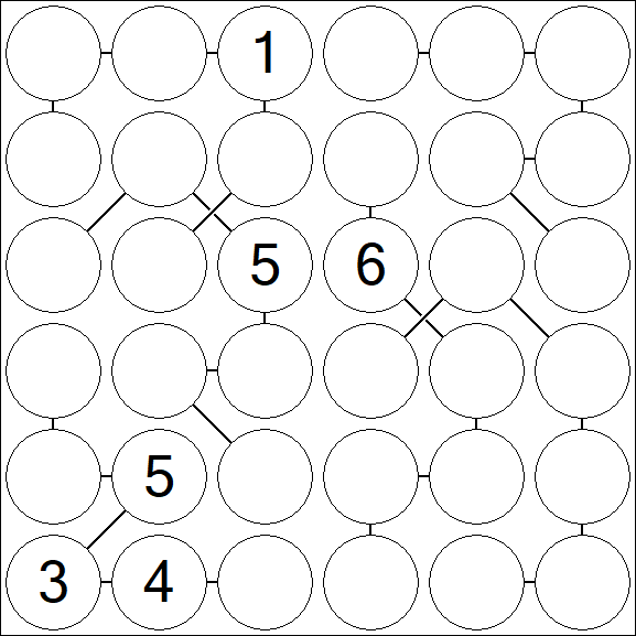 Chain Sudoku 6x6 - Hard