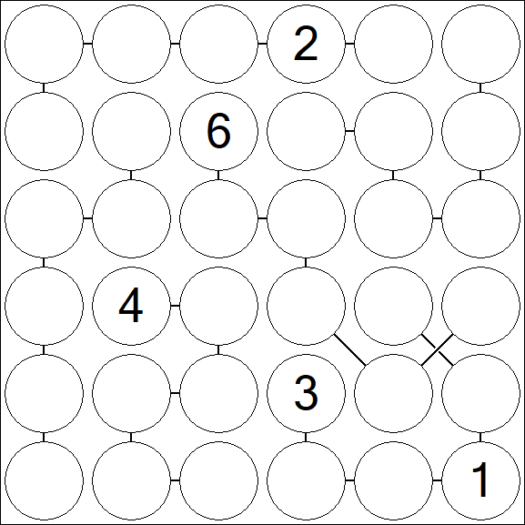 Chain Sudoku 6x6 - Hard