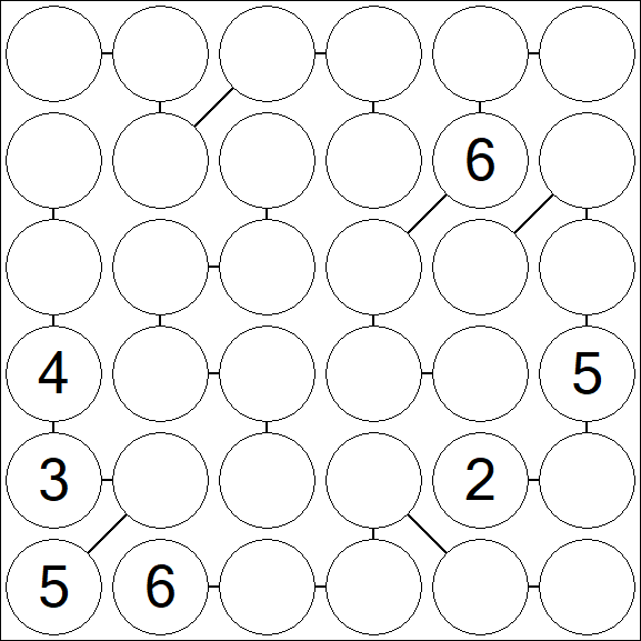 Chain Sudoku 6x6 - Hard