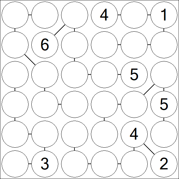 Chain Sudoku 6x6 - Hard