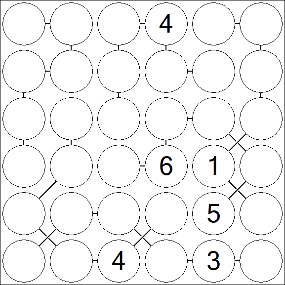 Chain Sudoku 6x6 - Hard