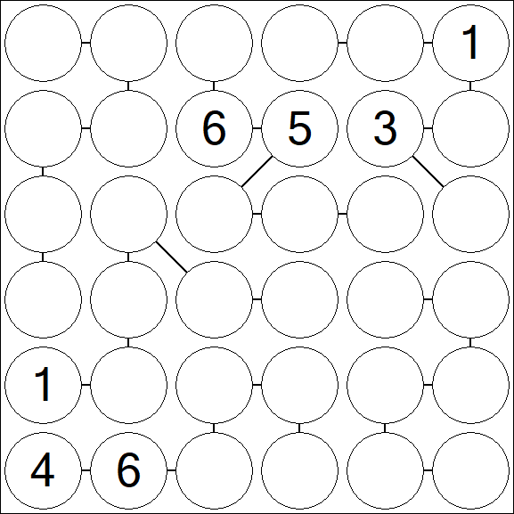 Chain Sudoku 6x6 - Hard