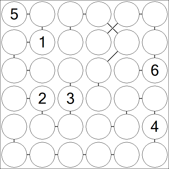 Chain Sudoku 6x6 - Hard