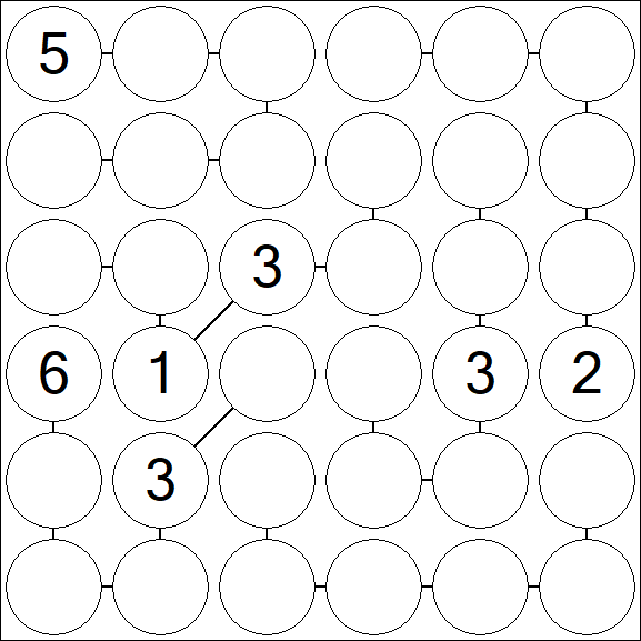 Chain Sudoku 6x6 - Hard