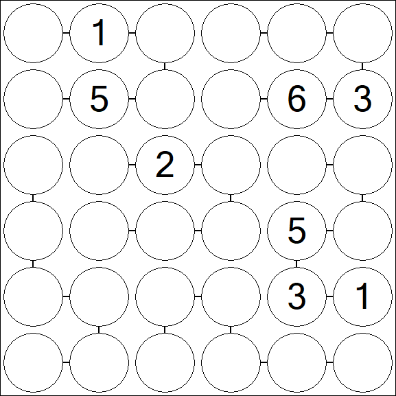 Chain Sudoku 6x6 - Hard
