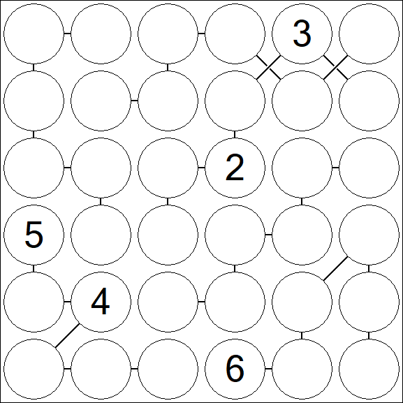 Chain Sudoku 6x6 - Difícil
