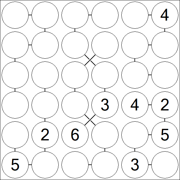 Chain Sudoku 6x6 - Hard
