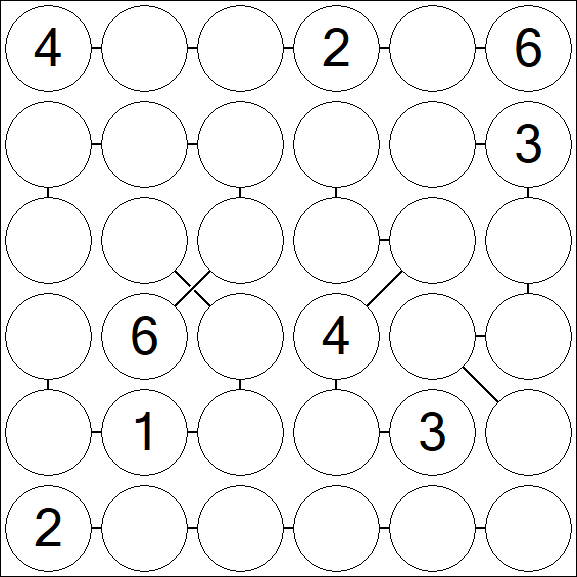 Chain Sudoku 6x6 - Difícil