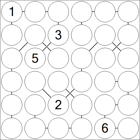 Chain Sudoku 6x6 - Hard