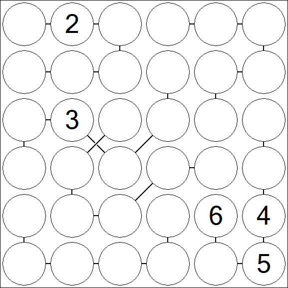 Chain Sudoku 6x6 - Schwierig