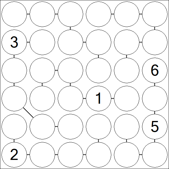 Chain Sudoku 6x6 - Schwierig