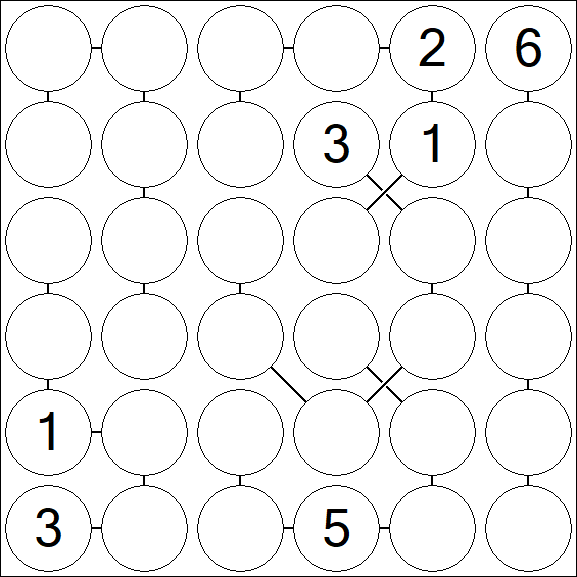 Chain Sudoku 6x6 - Hard
