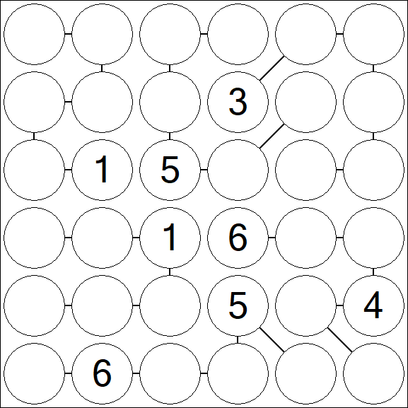 Chain Sudoku 6x6 - Schwierig