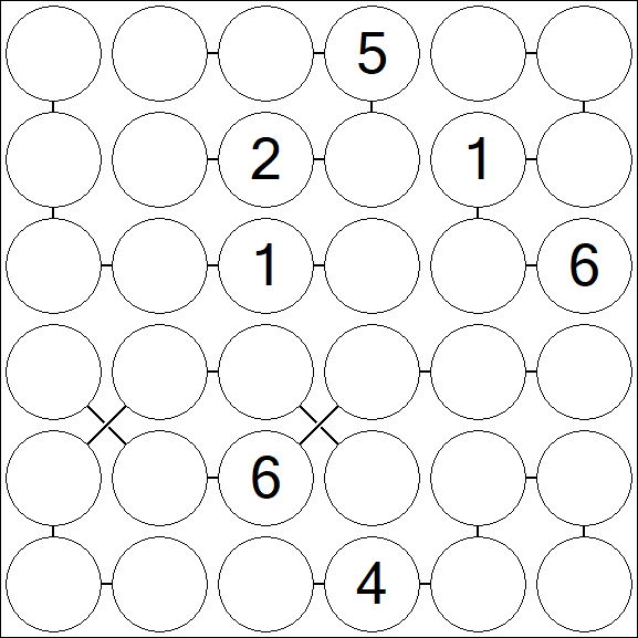 Chain Sudoku 6x6 - Difficile
