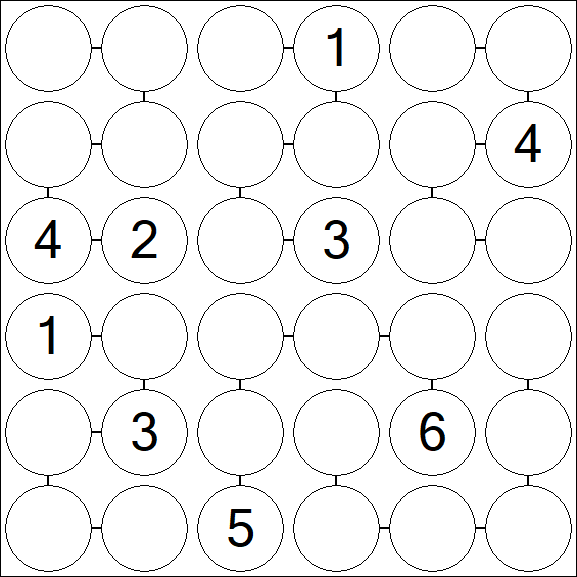 Chain Sudoku 6x6 - Difícil