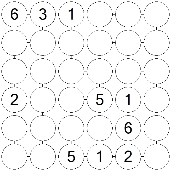 Chain Sudoku 6x6 - Difícil