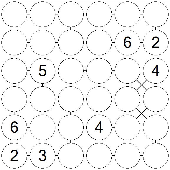 Chain Sudoku 6x6 - Difficile