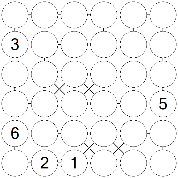 Chain Sudoku 6x6 - Difficile