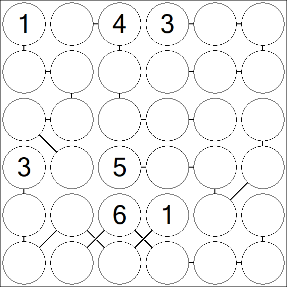 Chain Sudoku 6x6 - Difficile