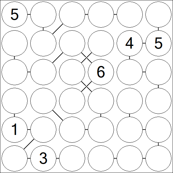 Chain Sudoku 6x6 - Difícil