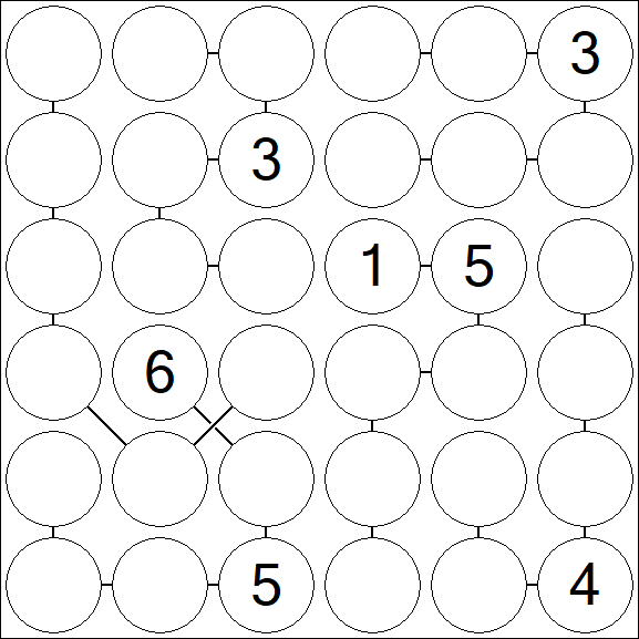 Chain Sudoku 6x6 - Difícil