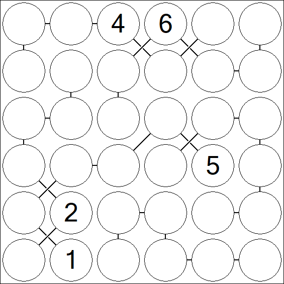 Chain Sudoku 6x6 - Hard