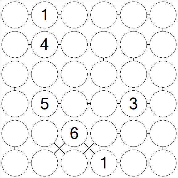Chain Sudoku 6x6 - Difícil