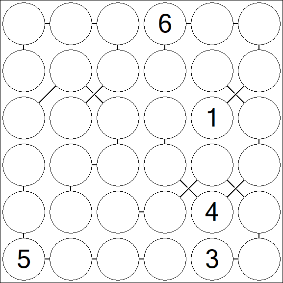Chain Sudoku 6x6 - Difícil