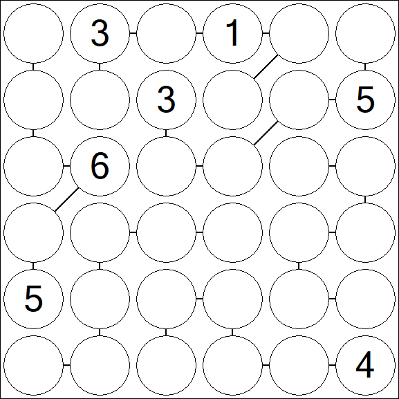 Chain Sudoku 6x6 - Difícil
