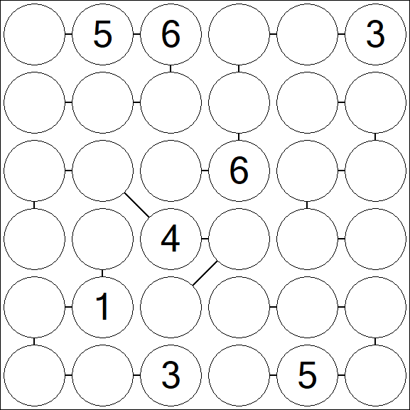 Chain Sudoku 6x6 - Difícil