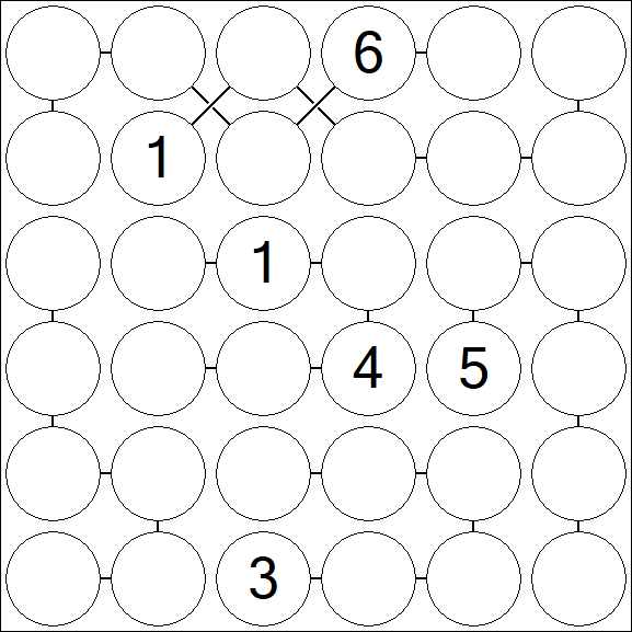 Chain Sudoku 6x6 - Difícil