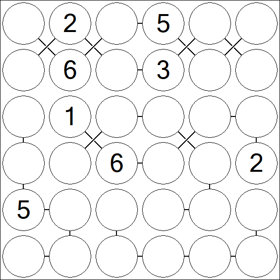 Chain Sudoku 6x6 - Difícil