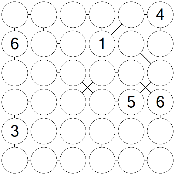 Chain Sudoku 6x6 - Difícil