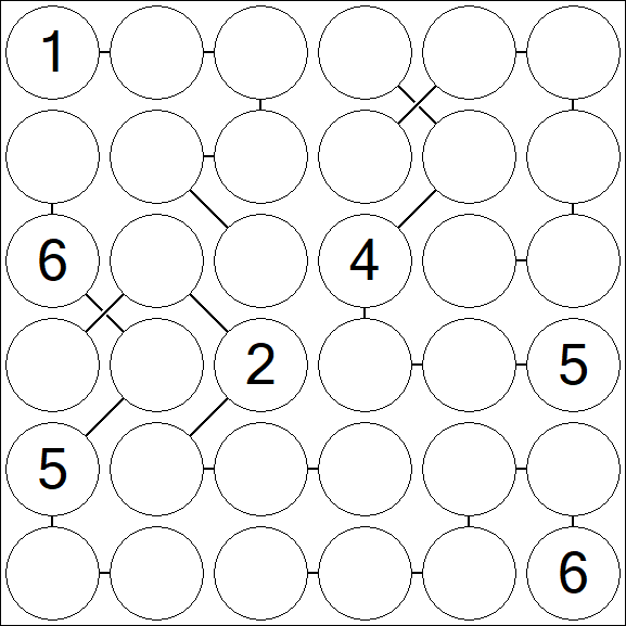 Chain Sudoku 6x6 - Hard