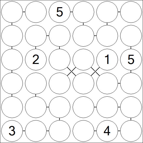 Chain Sudoku 6x6 - Difficile