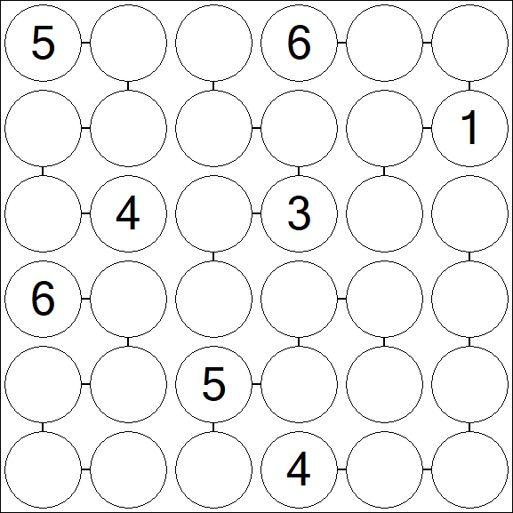 Chain Sudoku 6x6 - Difficile